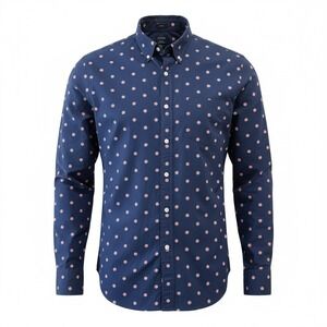 J.Crew Factory Slim Fit Shirt Navy Pink Floral Print Cotton Mens Medium